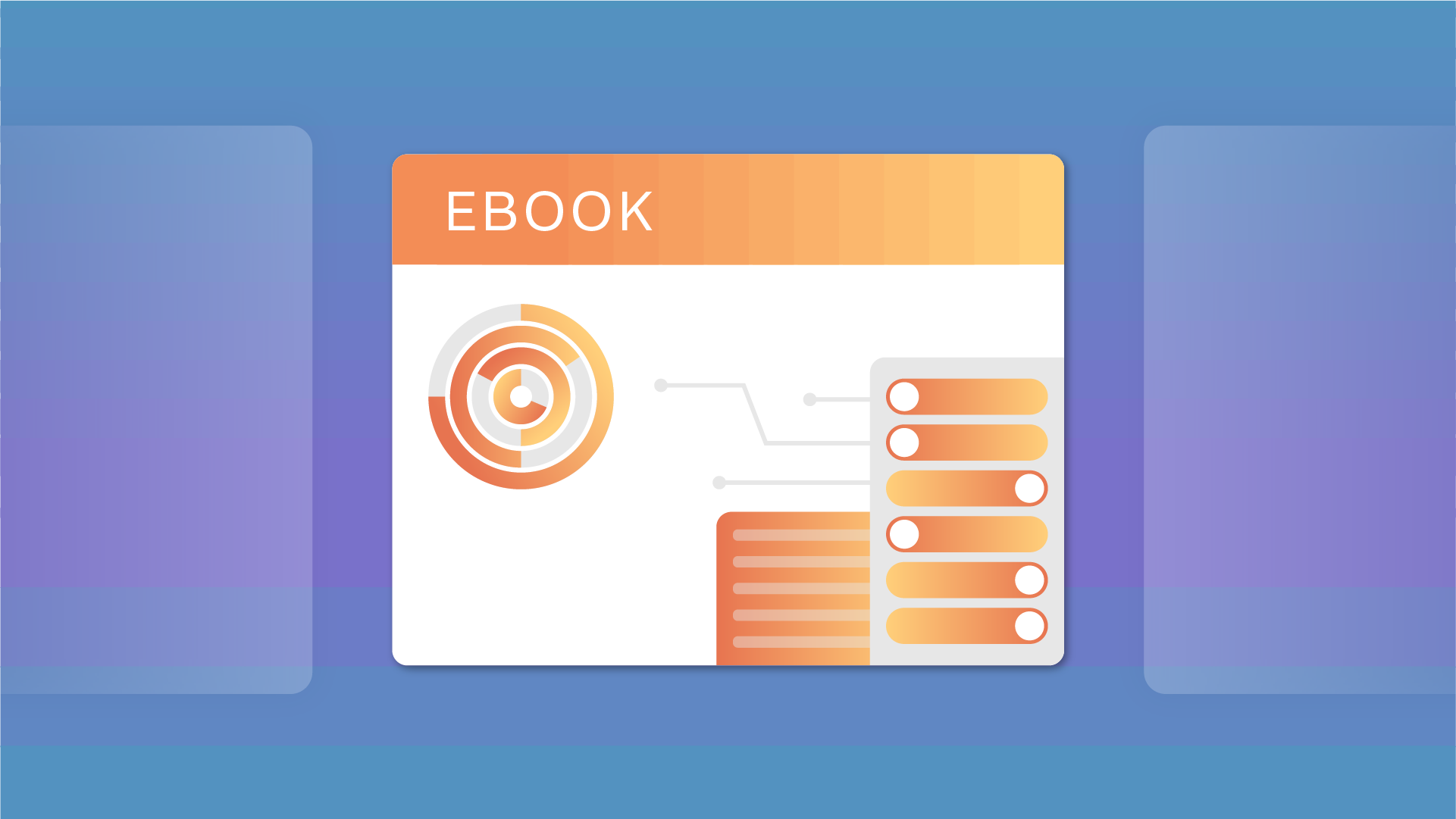 Cover of an eBook with misc charts and graphs on it atop a multi gradient purple background