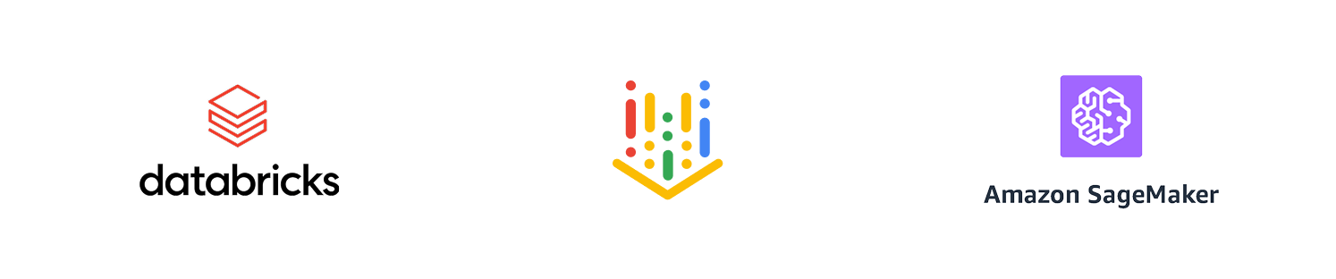 Logo lockup with databricks, google vertex and amazon sagemaker logos