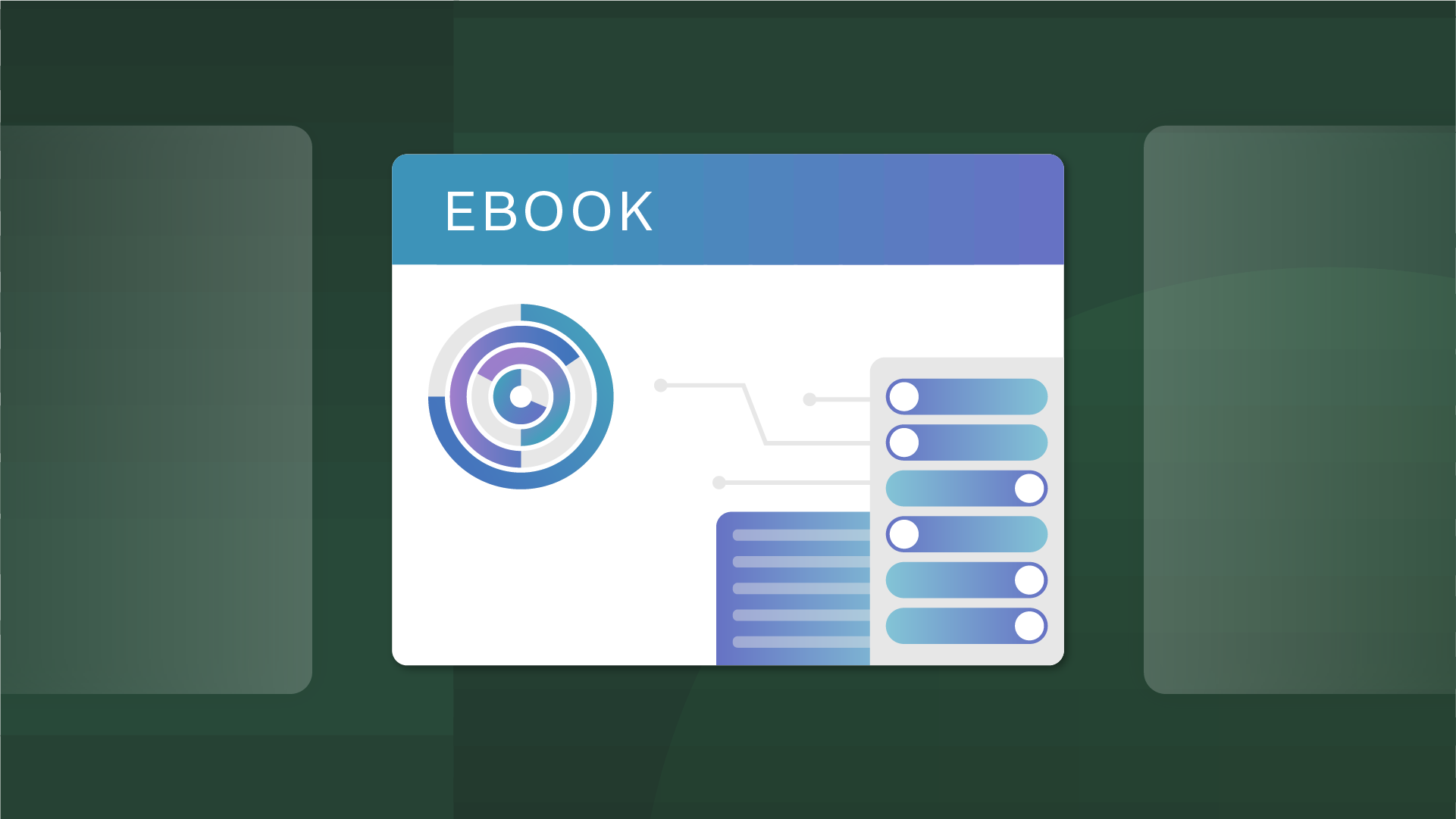 Cover of an eBook with misc charts and graphs on it atop a multi gradient green background