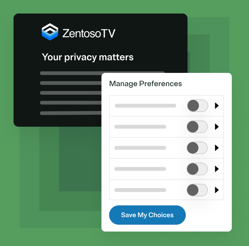 Image depicting elements of preference center on various devices