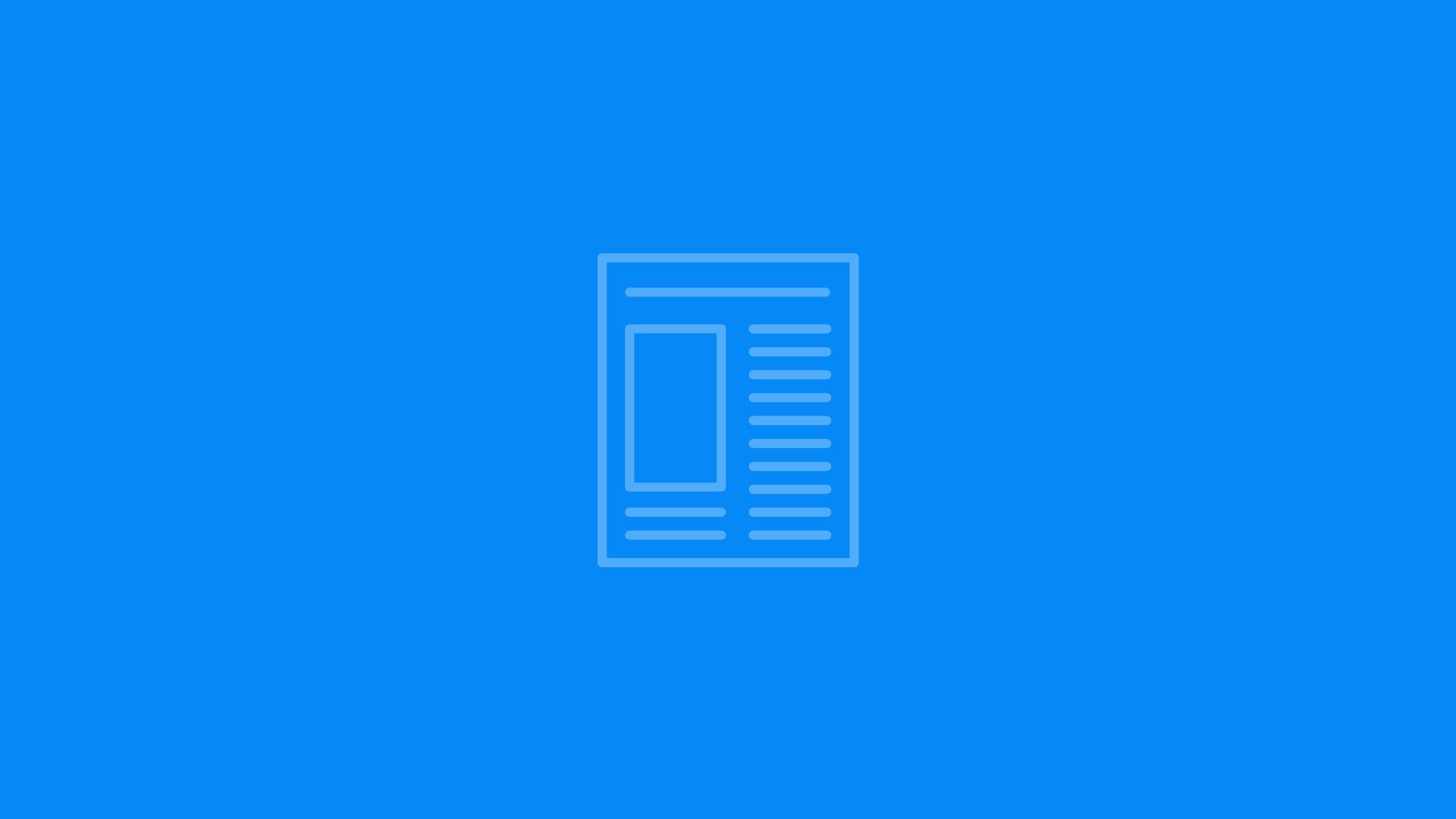 Flat newspaper icon with a light blue geometric background