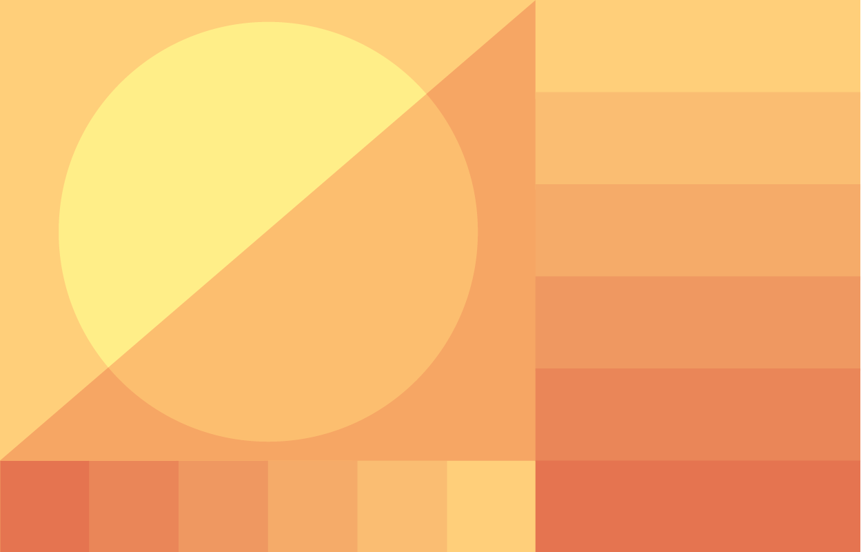 Spotlight and gradients on an orange and yellow background.
