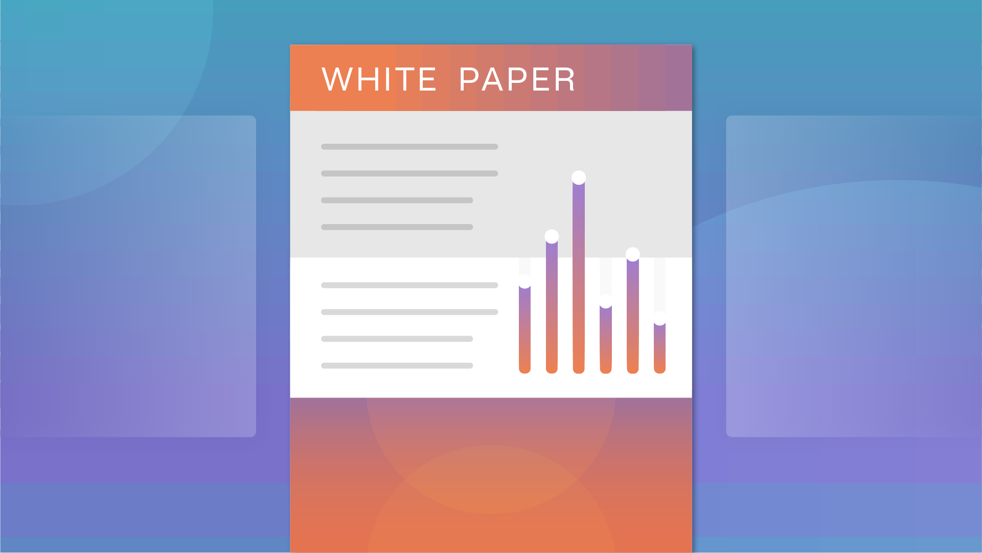 Generic whitepaper graphic on top of an purple mixed gradient background